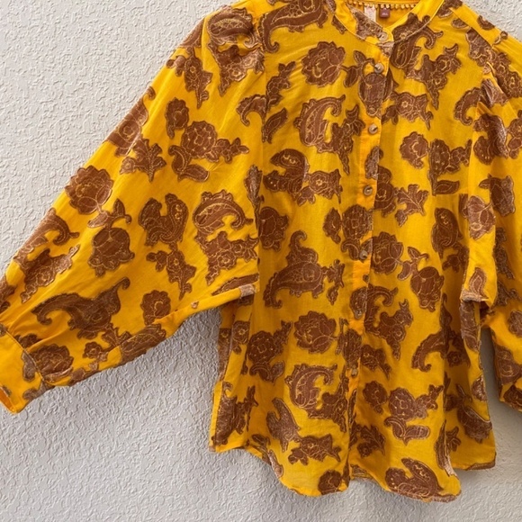 Pilcro Velvet Blouse Top Floral Embroidered Applique Casual Boho Peasant XS NWT - Picture 9 of 15